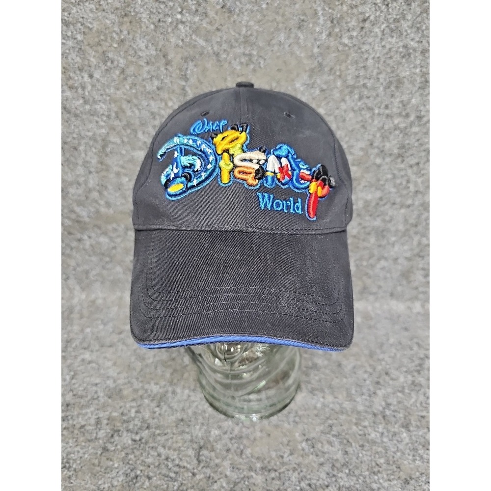 Vtg Disney Mickey Mouse Magic Kingdom Theme Park Adjustable Mens Cap, Black Hat